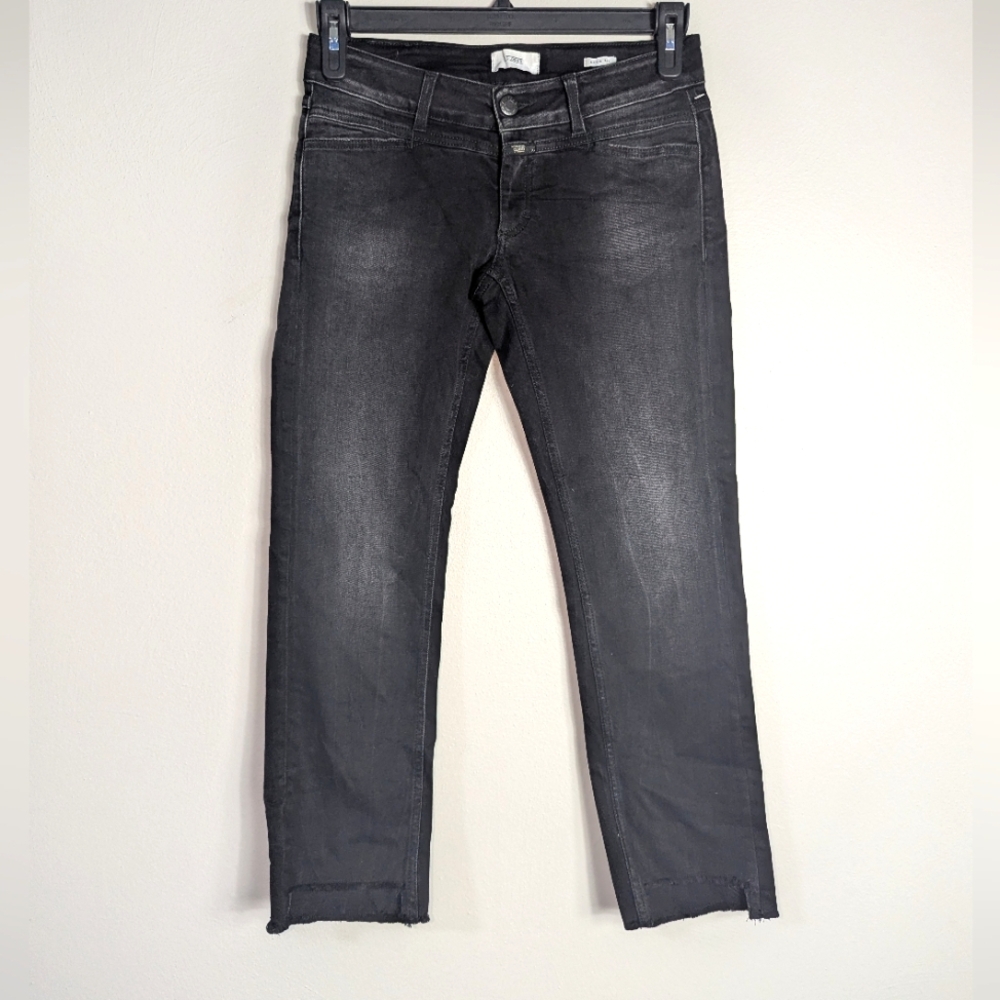 26 Closed Denim Black Straight Leg Raw Hem Starlet Jeans